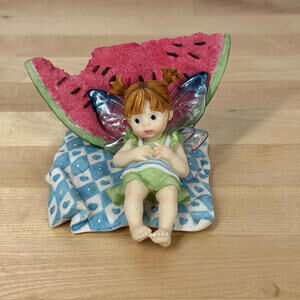 Decorative Fairy Figurine with Watermelon Slice Tummy Ache Fairie Enesco 4004988